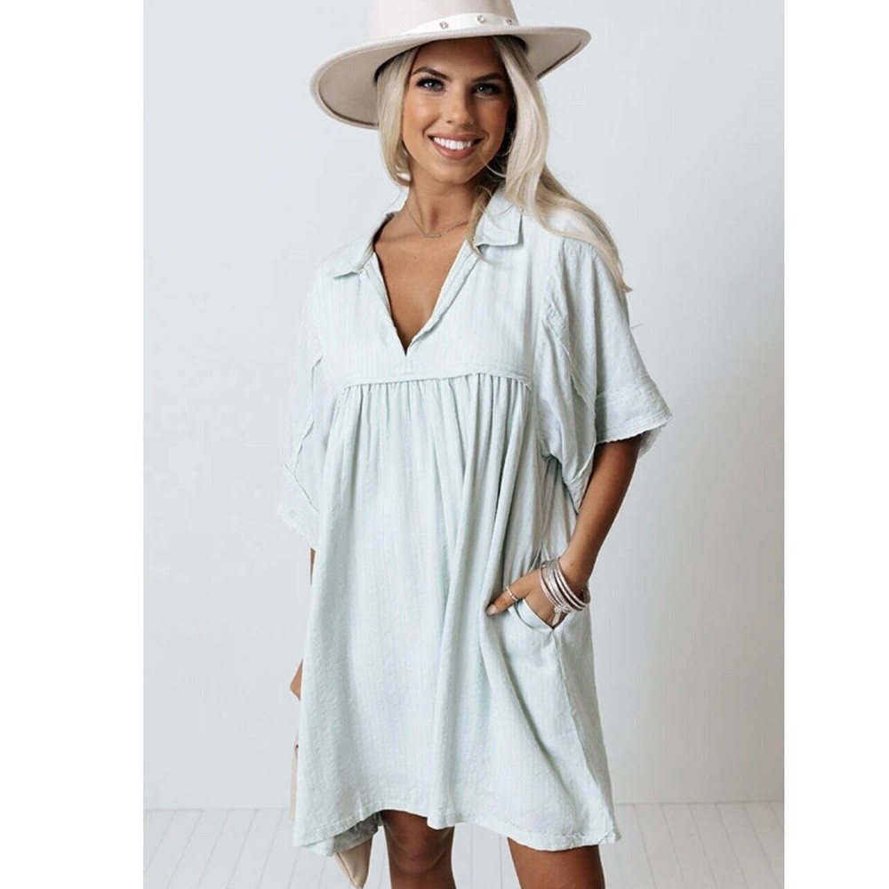 Carly Jean Los Angeles Rocco Dress Small Mint Green Babydoll Flowy Boho M